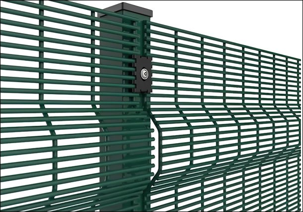 High Security Prison Fence of 358 Mesh Curved Panel Dark Green Powder Coated - 3D Fence Panel