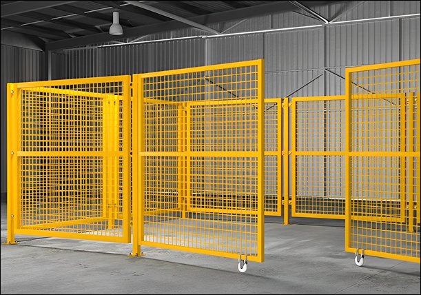 Modular Yellow Painted Wire Mesh Partitions for Portable Fencing Barrier